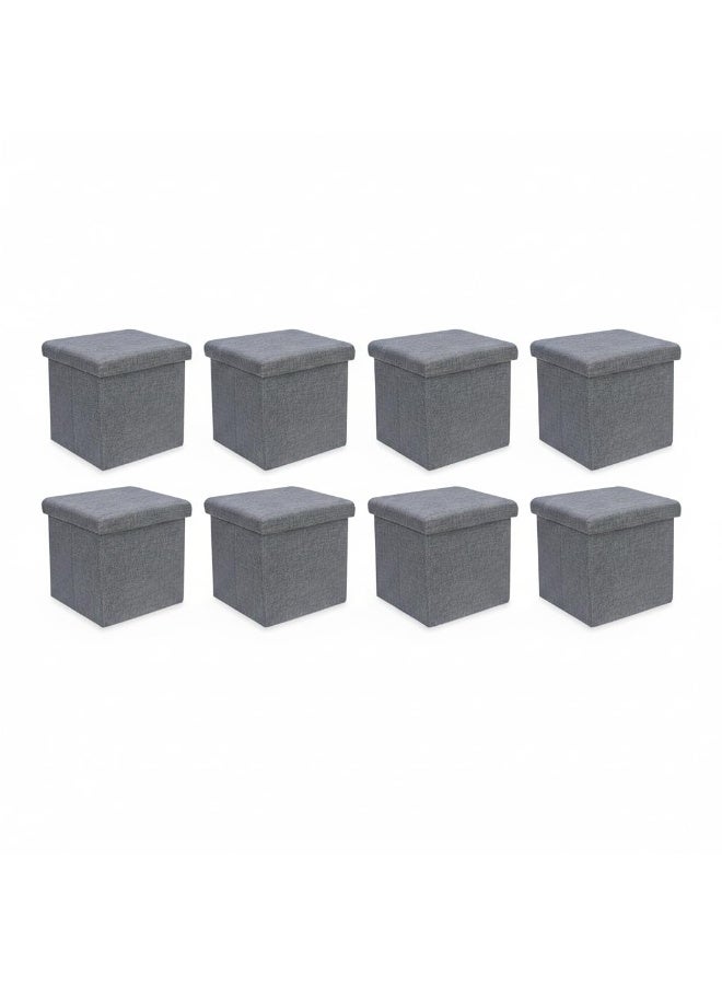 LAZER Folding Storage Cube Stool, Grey, Pack of 8 - Image 1
